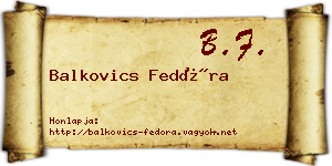 Balkovics Fedóra névjegykártya